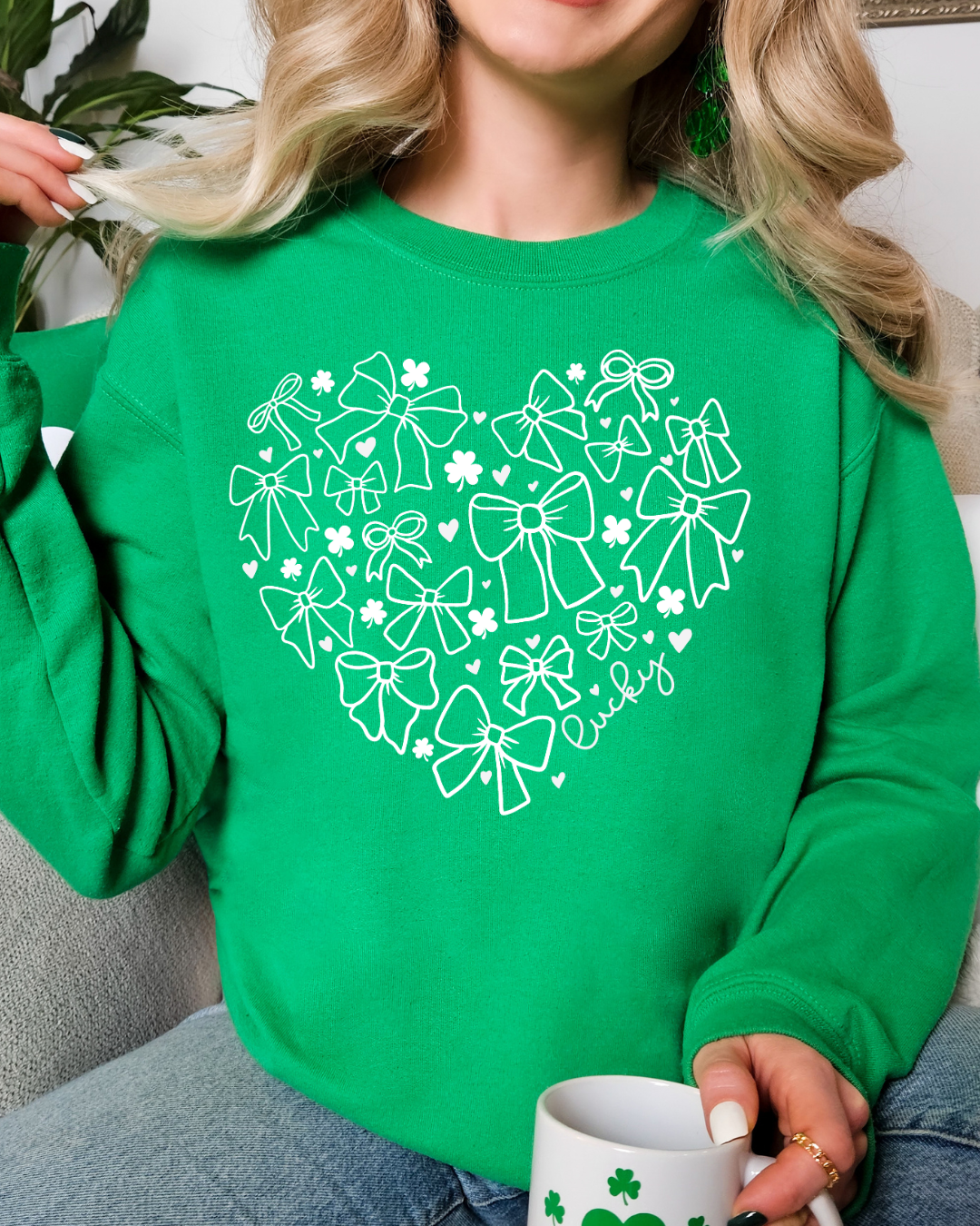 Lucky bow and shamrock heart Unisex Sweatshirt