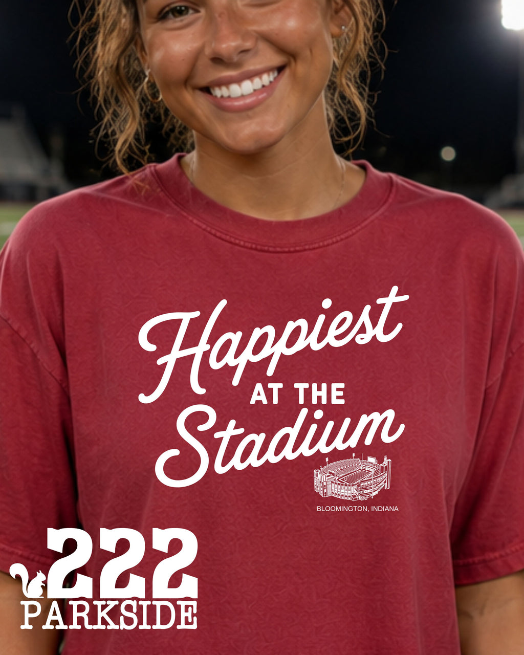 Happiest at the Stadium Bloomington Indiana - Comfort Colors Tee