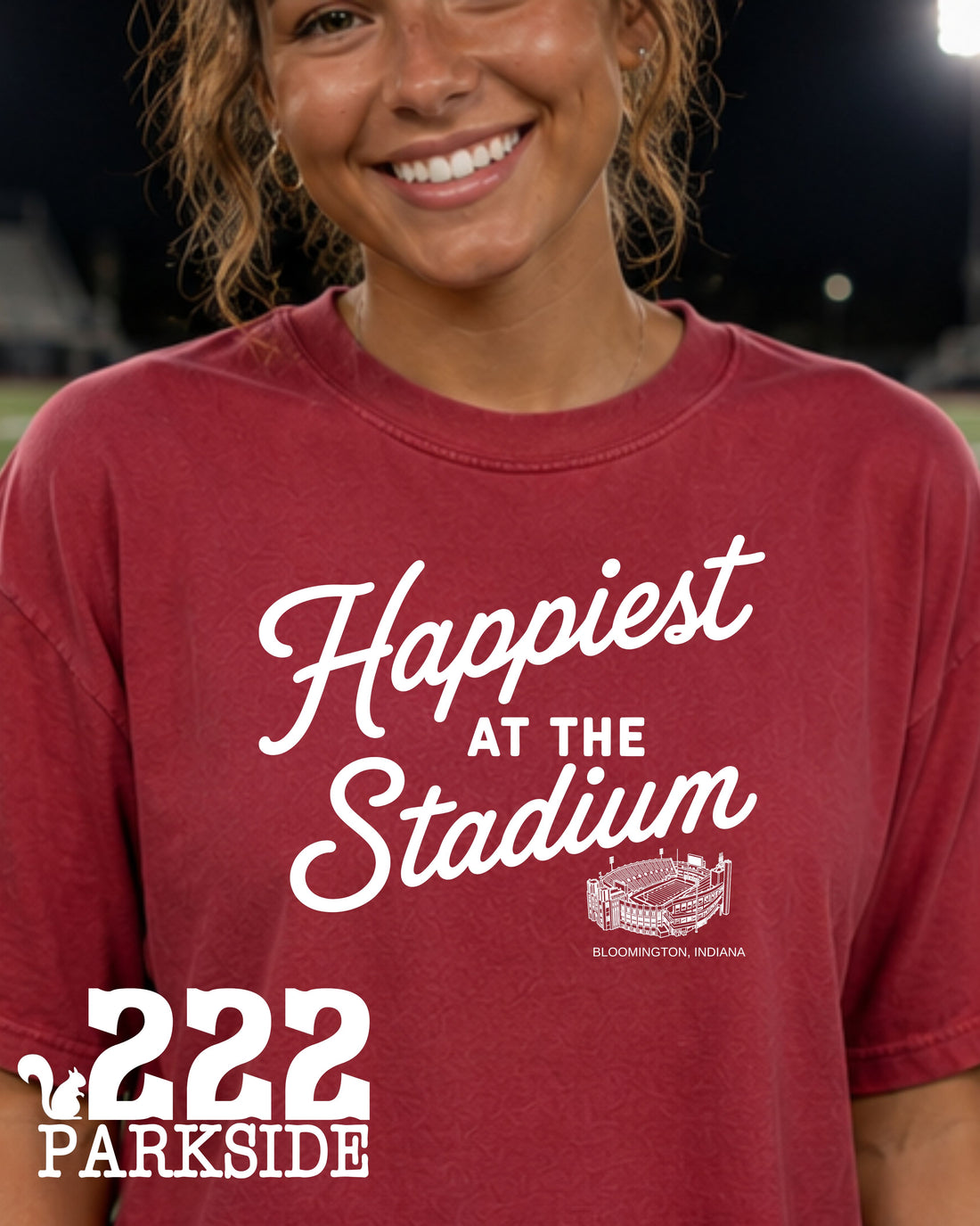 Happiest at the Stadium Bloomington Indiana - Comfort Colors Tee