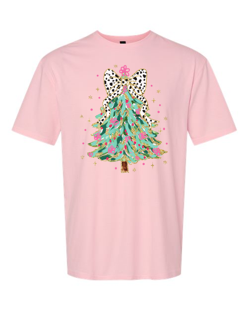 christmas tree Christmas tee line PINK TEE