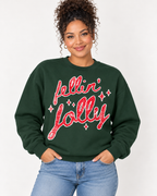 Feelin' Jolly | Retro Red Christmas Crewneck Sweatshirt