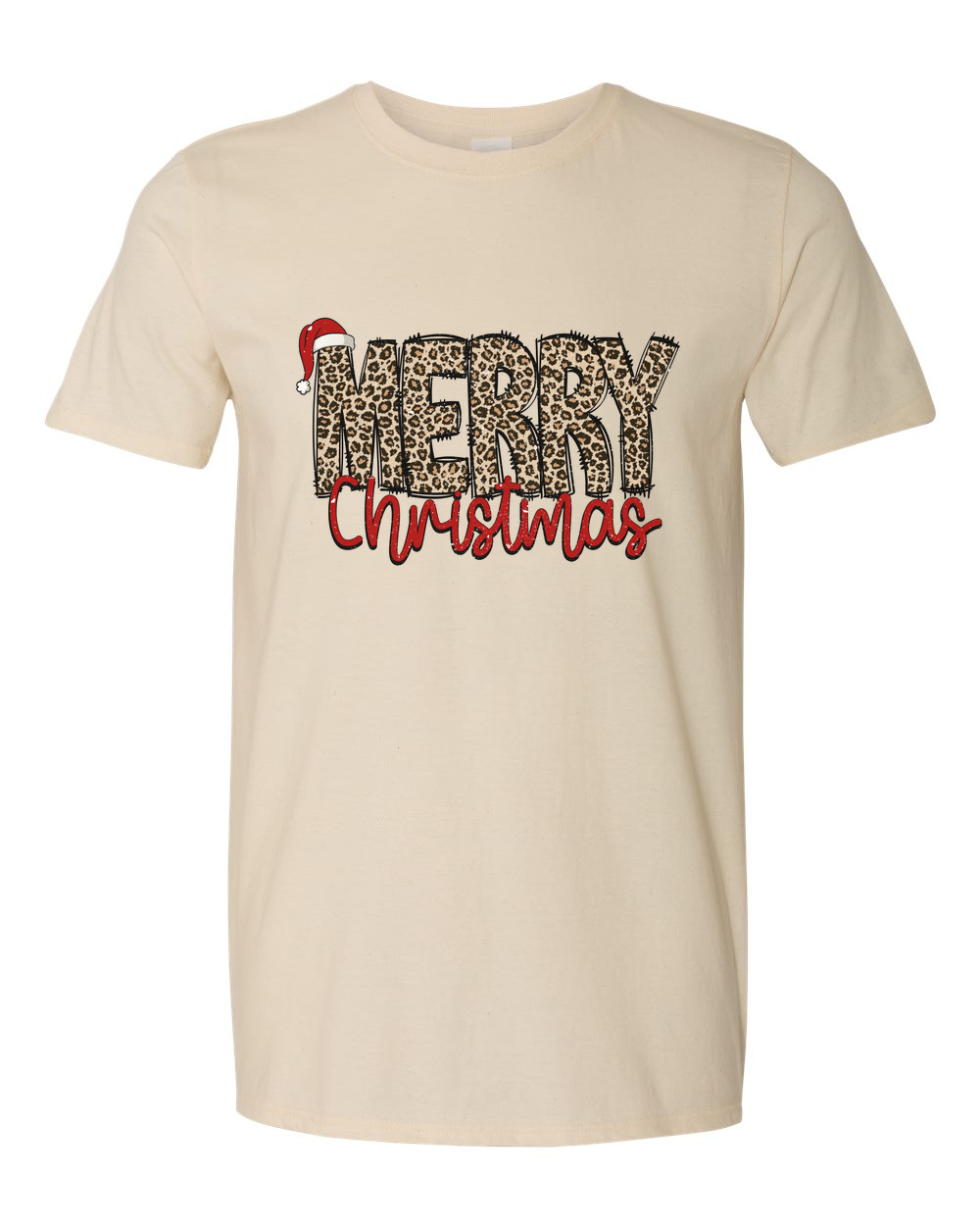 merry Christmas leopard Christmas tee line Natural TEE