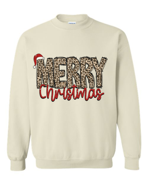 merry Christmas leopard Christmas tee line SAND SWEATSHIRT